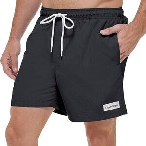CALVIN KLEIN Men's Standard Uv Protected Quick Dry Logo Swim Trunk Sz XXL Black